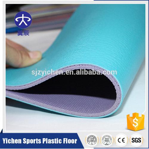 乒乓球室PVC运动地板，天蓝色荔枝纹PVC塑胶地板