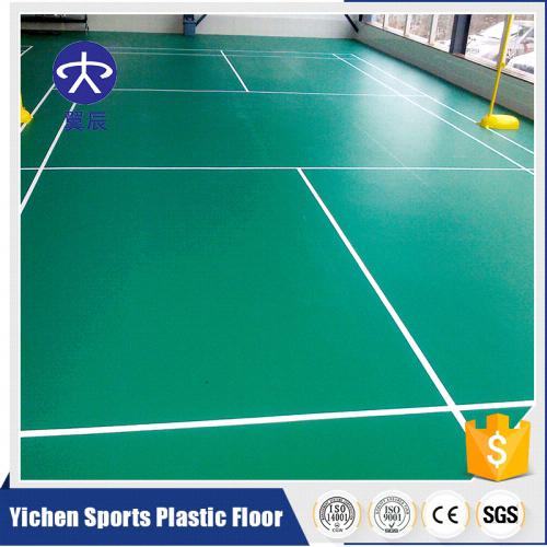室内羽毛球PVC运动地板，羽毛球场运动地板，荔枝纹绿色PVC塑胶地板