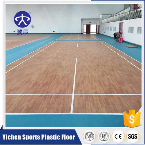 体育馆羽毛球PVC运动地板，羽毛球场运动地板，木纹PVC塑胶地板